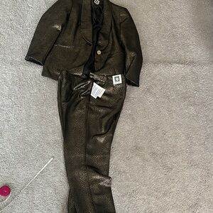 Anne Klein Women's Black and Gold Textured Suit